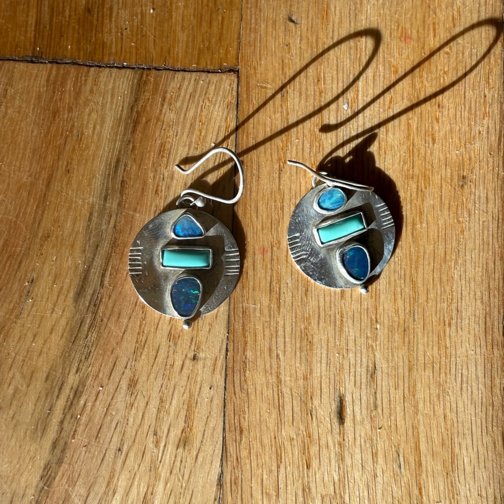 Silver and Blue Dangle Earrings